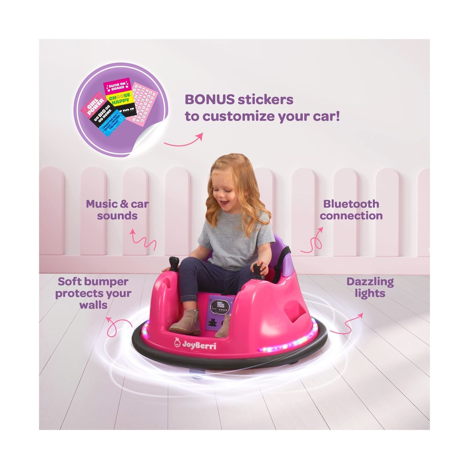 JoyBerri Bumper Car for Toddlers - Electric Ride On Toy for Babies and Kids