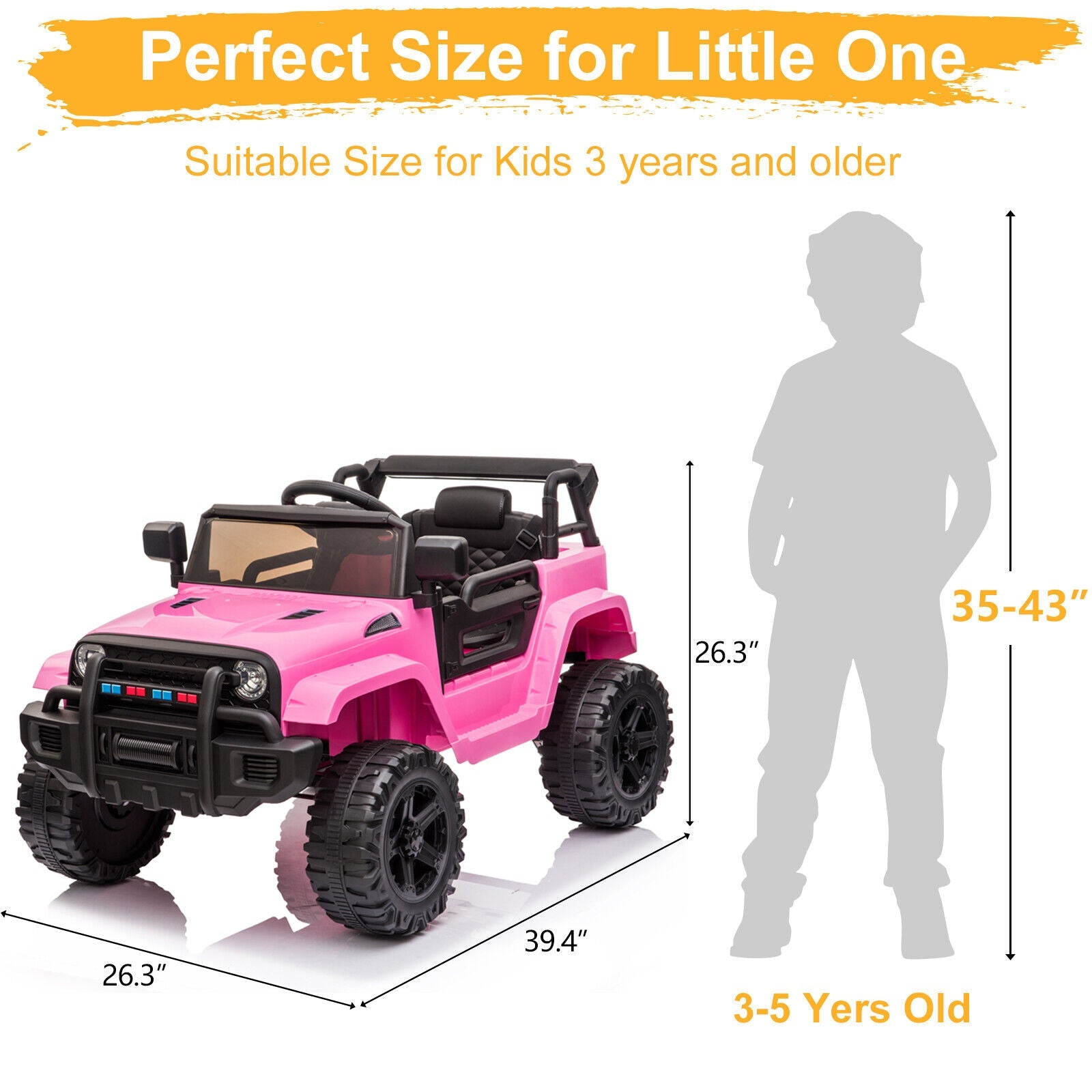 JOYMOR 12V Kids Ride-On Truck with Remote Control, Adjustable Speeds, and MP3 Player