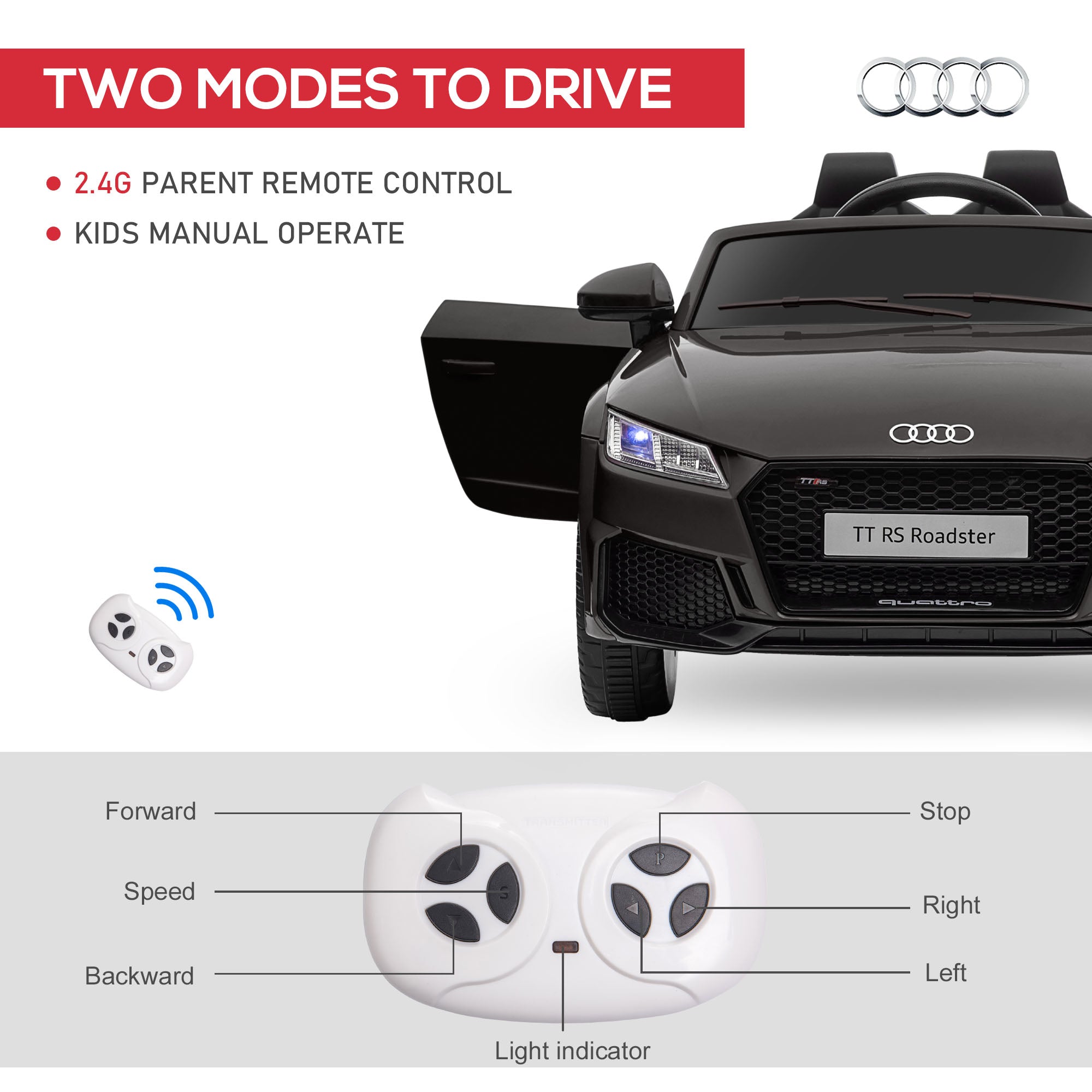 6V Audi TT RS Kid Electric Sports Car with Remote Control Ride-On
