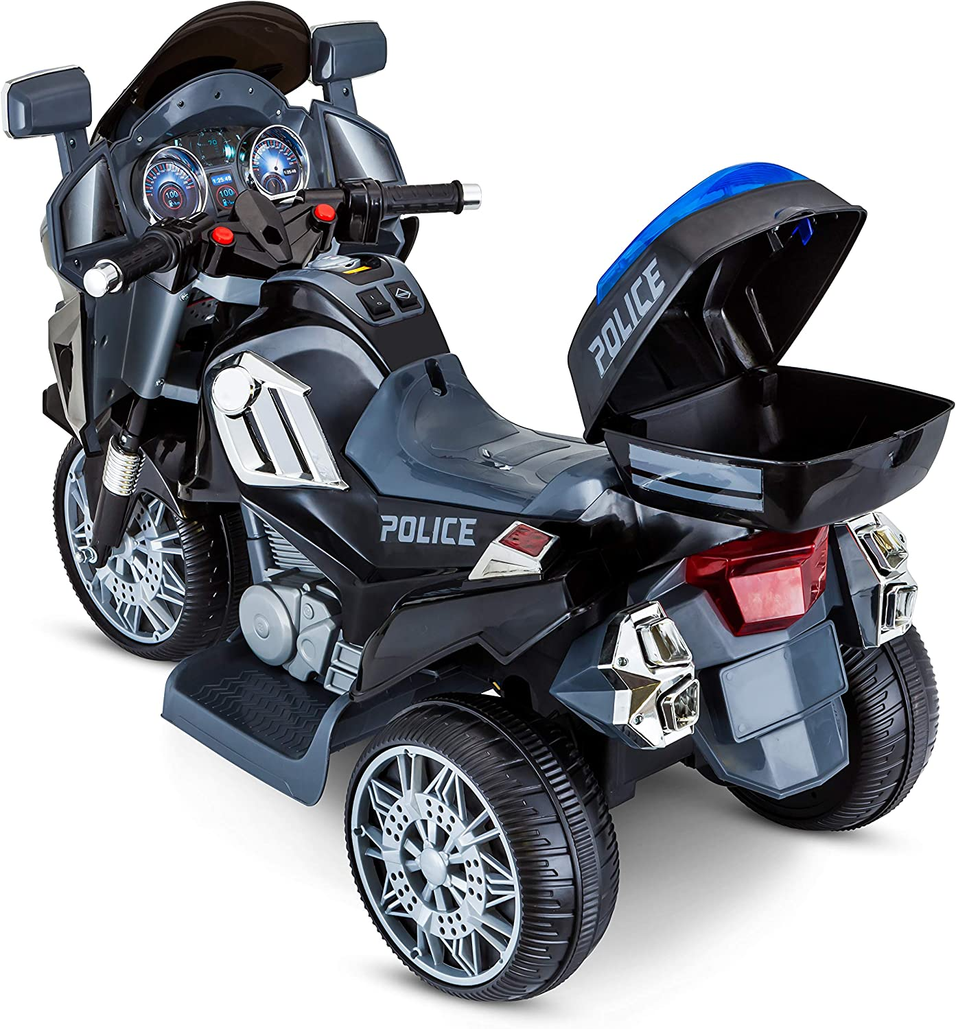 Kid Trax Police Rescue Motorcycle 6V Battery-Powered Ride-On Toy in Black