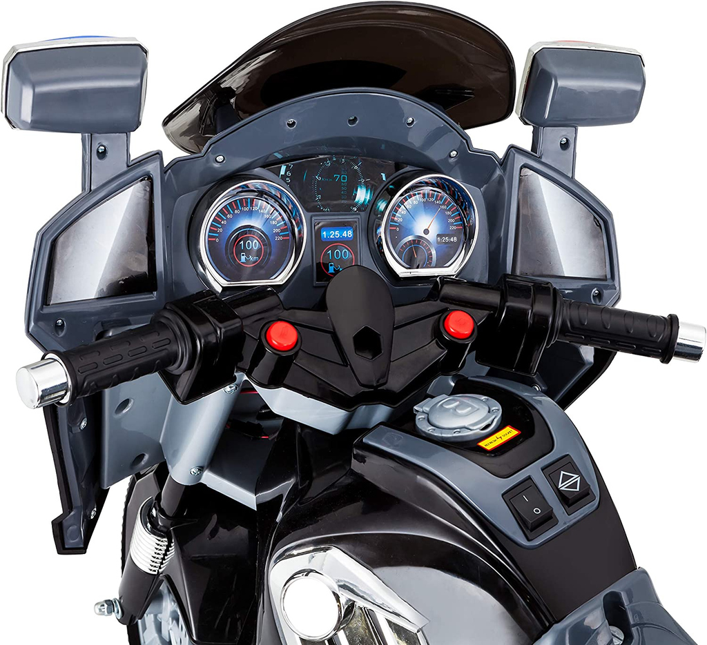Kid Trax Police Rescue Motorcycle 6V Battery-Powered Ride-On Toy in Black