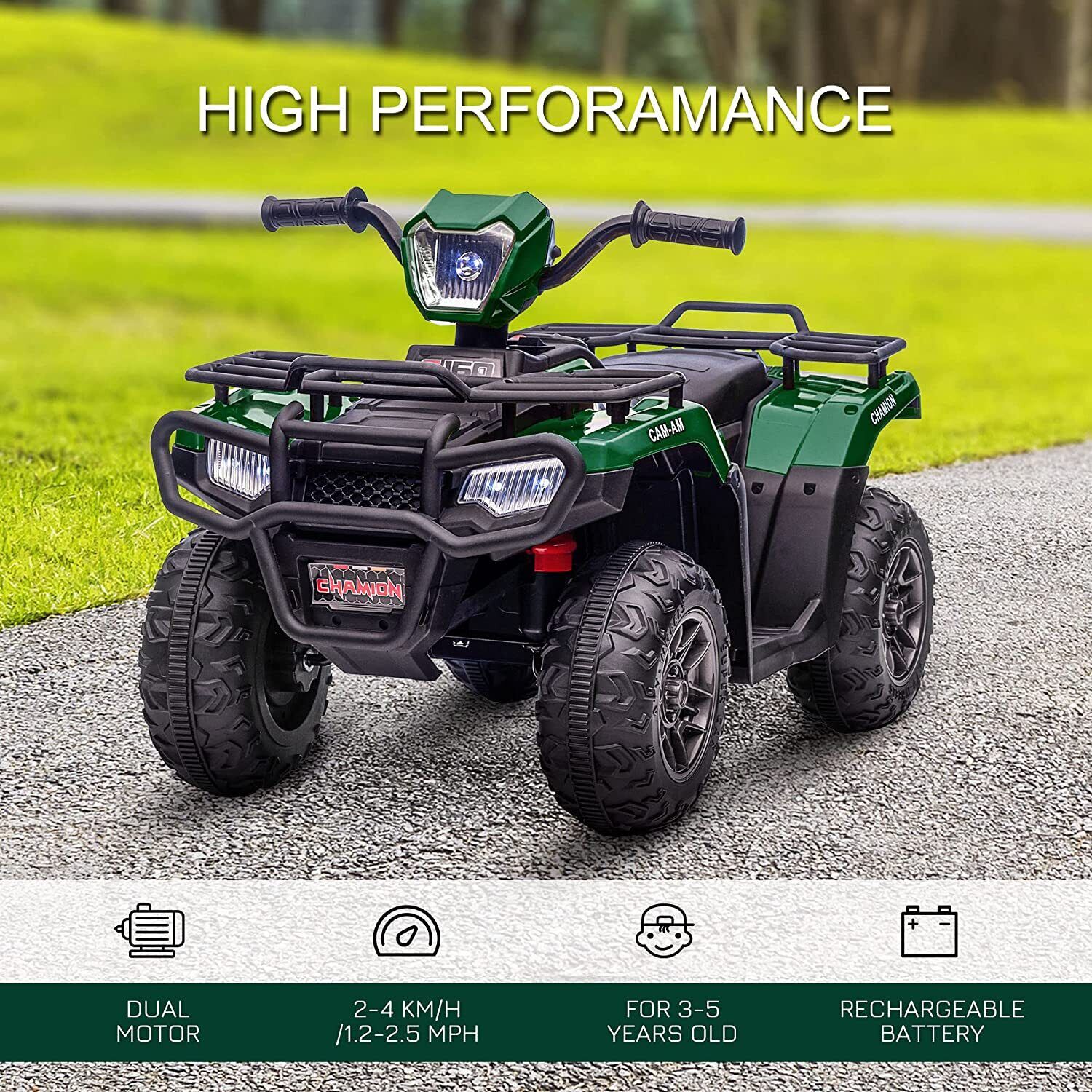 Electric 4-Wheeler ATV for Kids with AUX and USB Ports - 12V Ride-On Quad Car