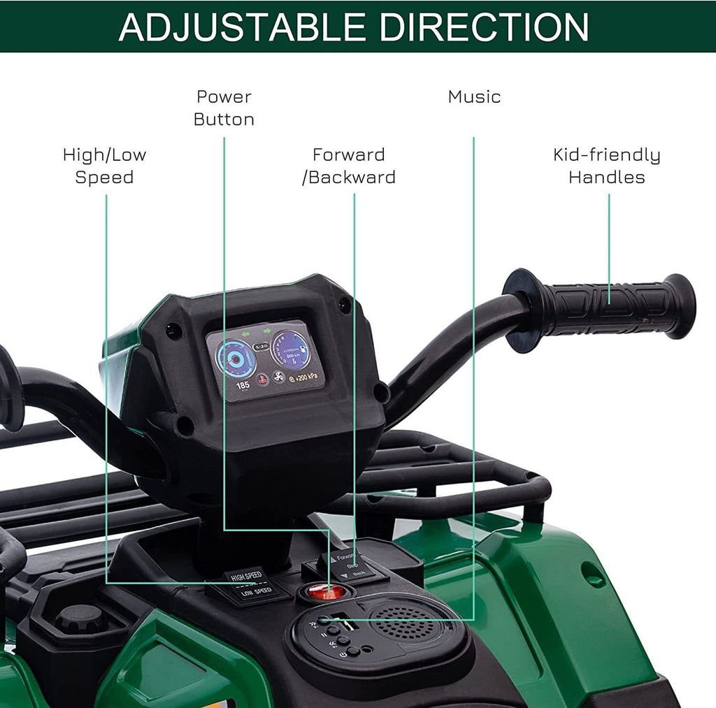 Electric 4-Wheeler ATV for Kids with AUX and USB Ports - 12V Ride-On Quad Car