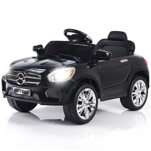 Kid's 6V Remote Control Car with LED Lights - Long-Lasting and Stylish in Black
