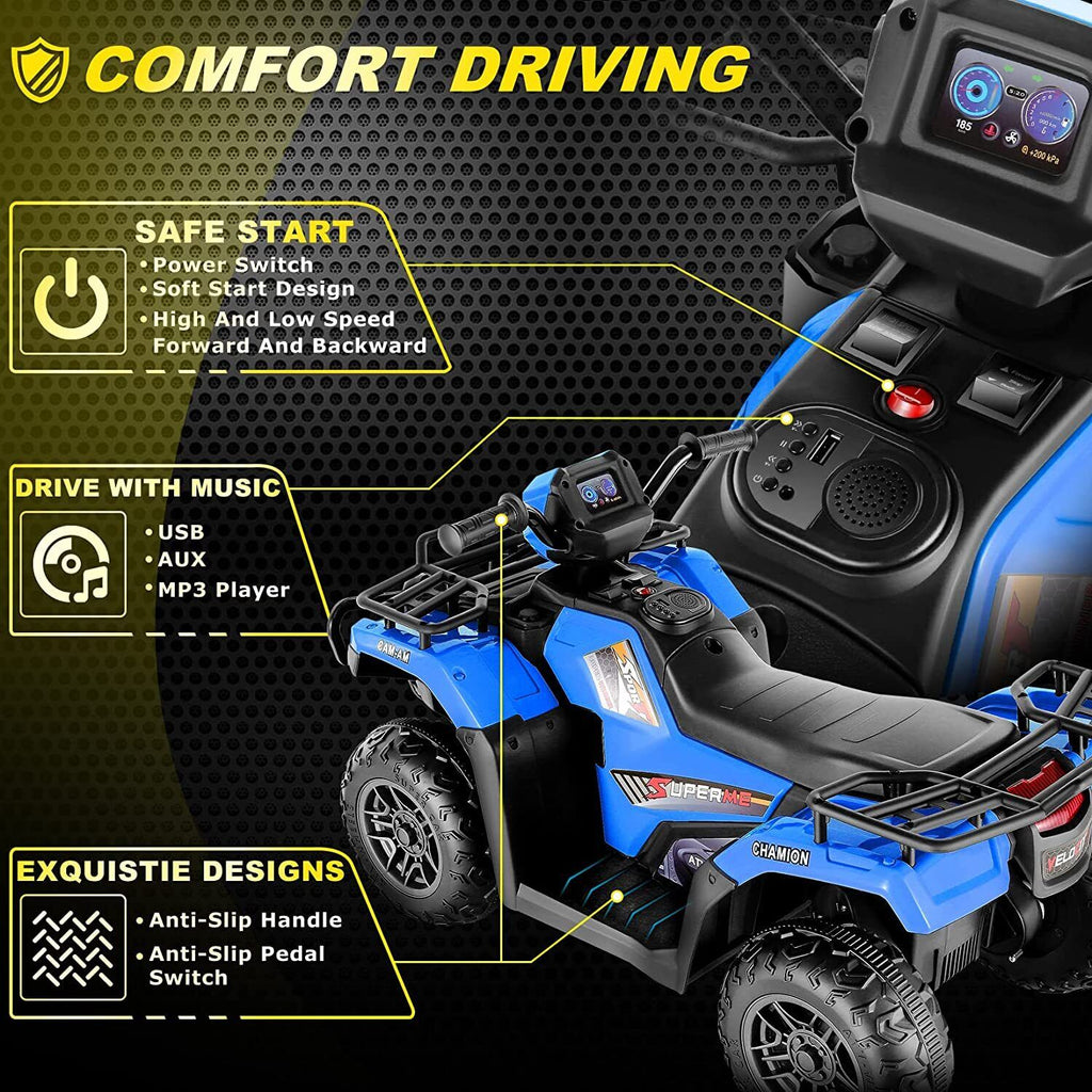 Kids Ride On Jeep Truck with Remote Control, MP3 Player, LED Lights, and 3 Speed Options - Perfect Gift for Children (24V/12V)