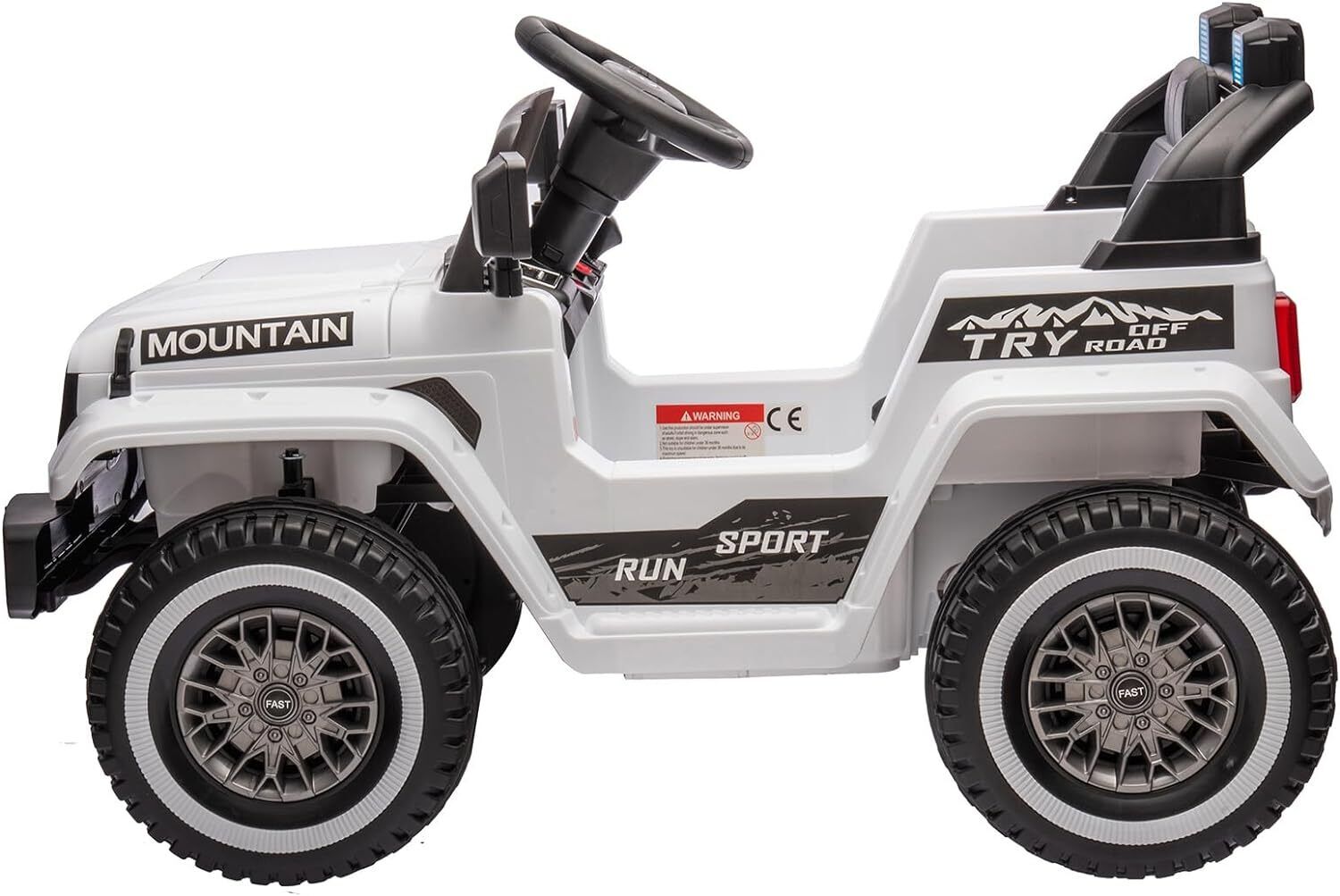 Kids Electric Ride On Jeep Toy Car with Remote Control and Music - 12V, 3 Speeds, White