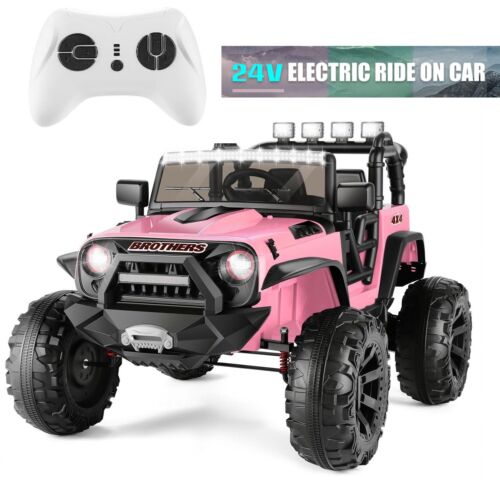 Kids Electric Ride On Jeep with Remote Control, 3 Speeds, LED Lights, and AUX/USB Connectivity - 24V/12V