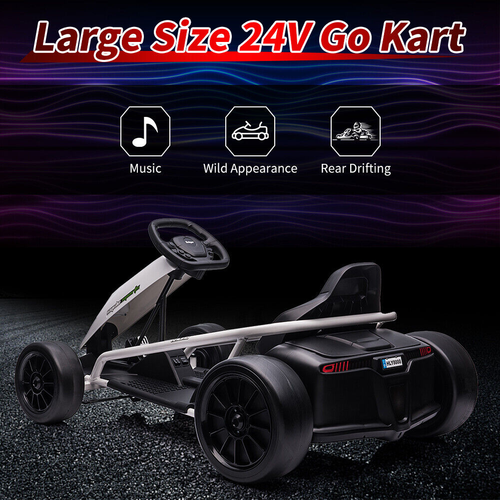 Kid's Go Kart with Wide Seat, Durable Tires, and Powerful Motors - Maximum Load 300lbs