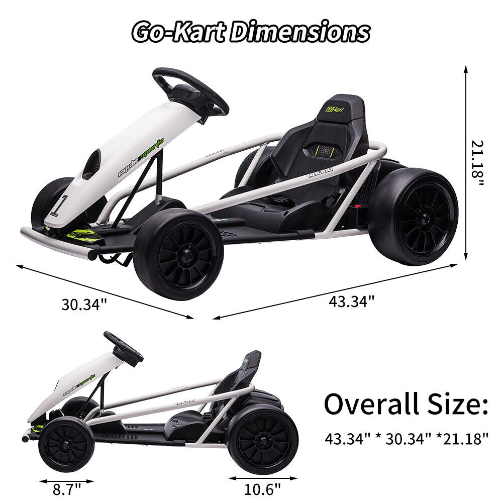 Kid's Go Kart with Wide Seat, Durable Tires, and Powerful Motors - Maximum Load 300lbs