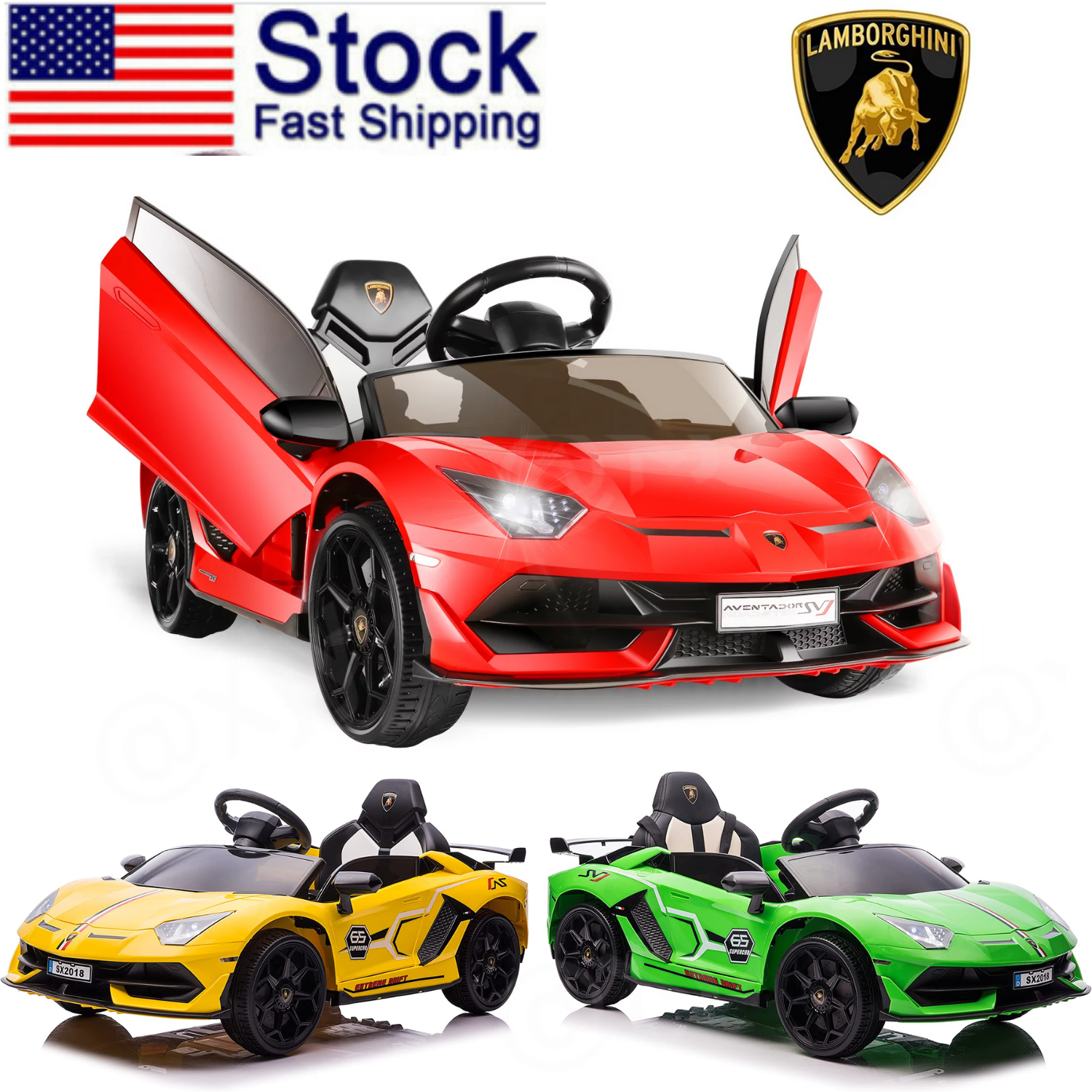 Kids Lamborghini Electric Ride-On Car with Remote Control - 24/12V Truck Design