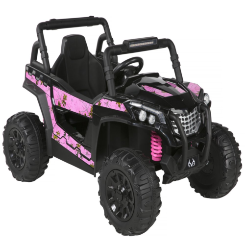 Kids' Pink Camouflage UTV Ride-On Truck with 12V Power and Single Seater Design