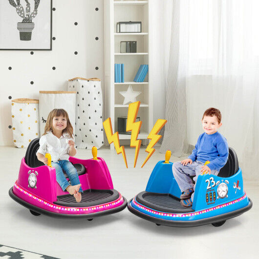 Kid's Pink Remote-Controlled Bumper Car with Long-Lasting 6V Battery