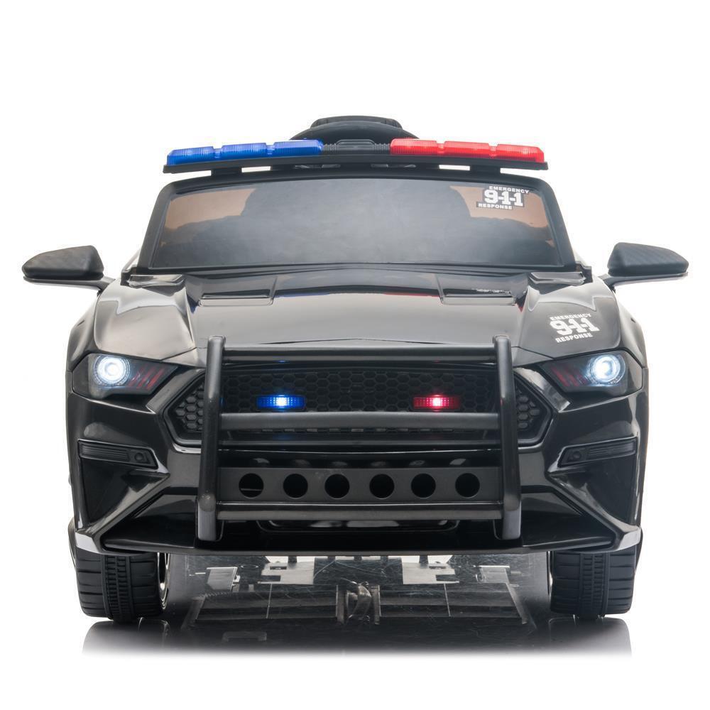 Kids Police SUV Ride-On Car with 2 Speeds, LED Lights, Music, and Parental Control - Black