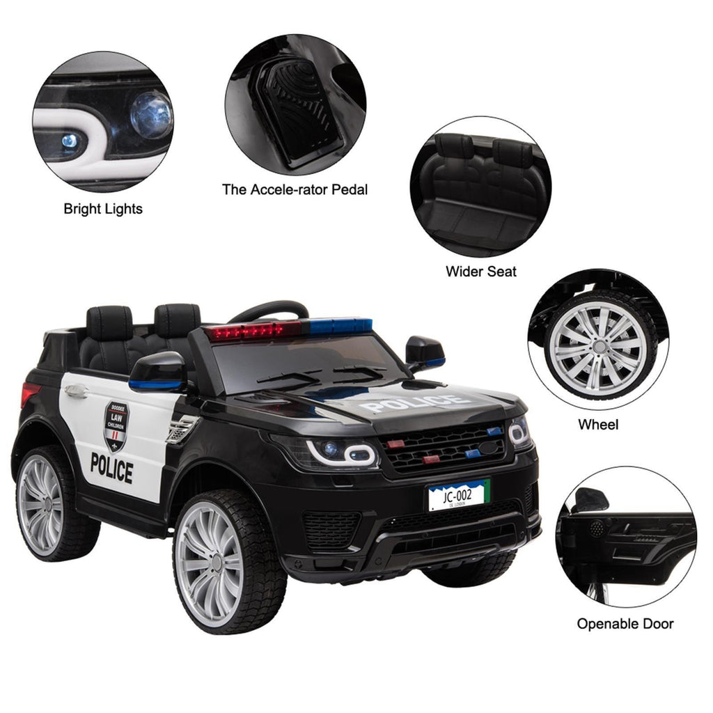 Kids Police SUV Ride-On Car with Lights, Music, and Remote Control - 3 Speed Options