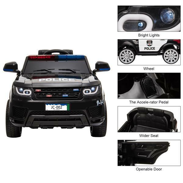 Kids Police SUV Ride-On Car with Remote Control, Flashing Lights, and Music Horn - 12V