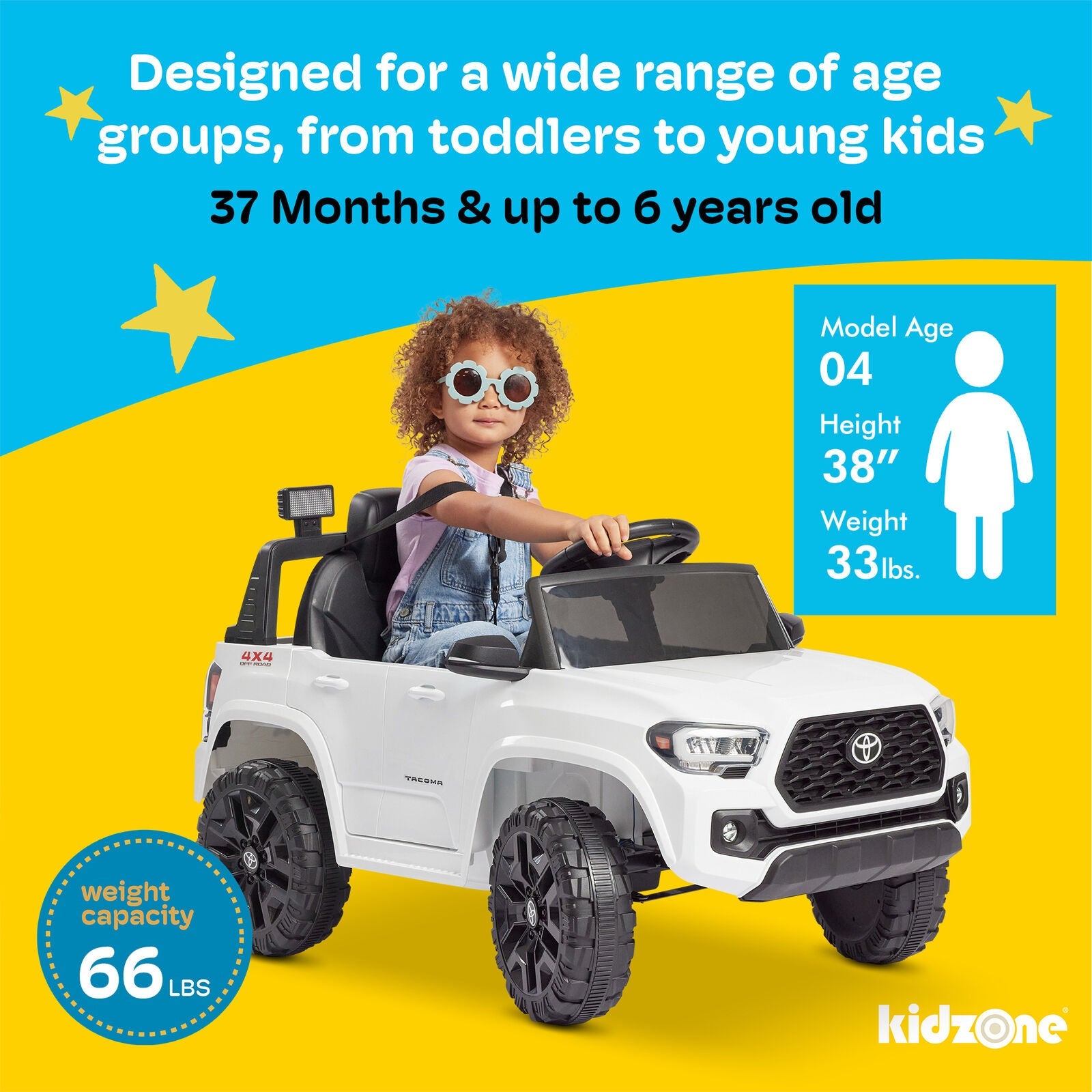 Kidzone 12V Ride-On Truck - Battery Powered Car for Kids in 7 Vibrant Colors