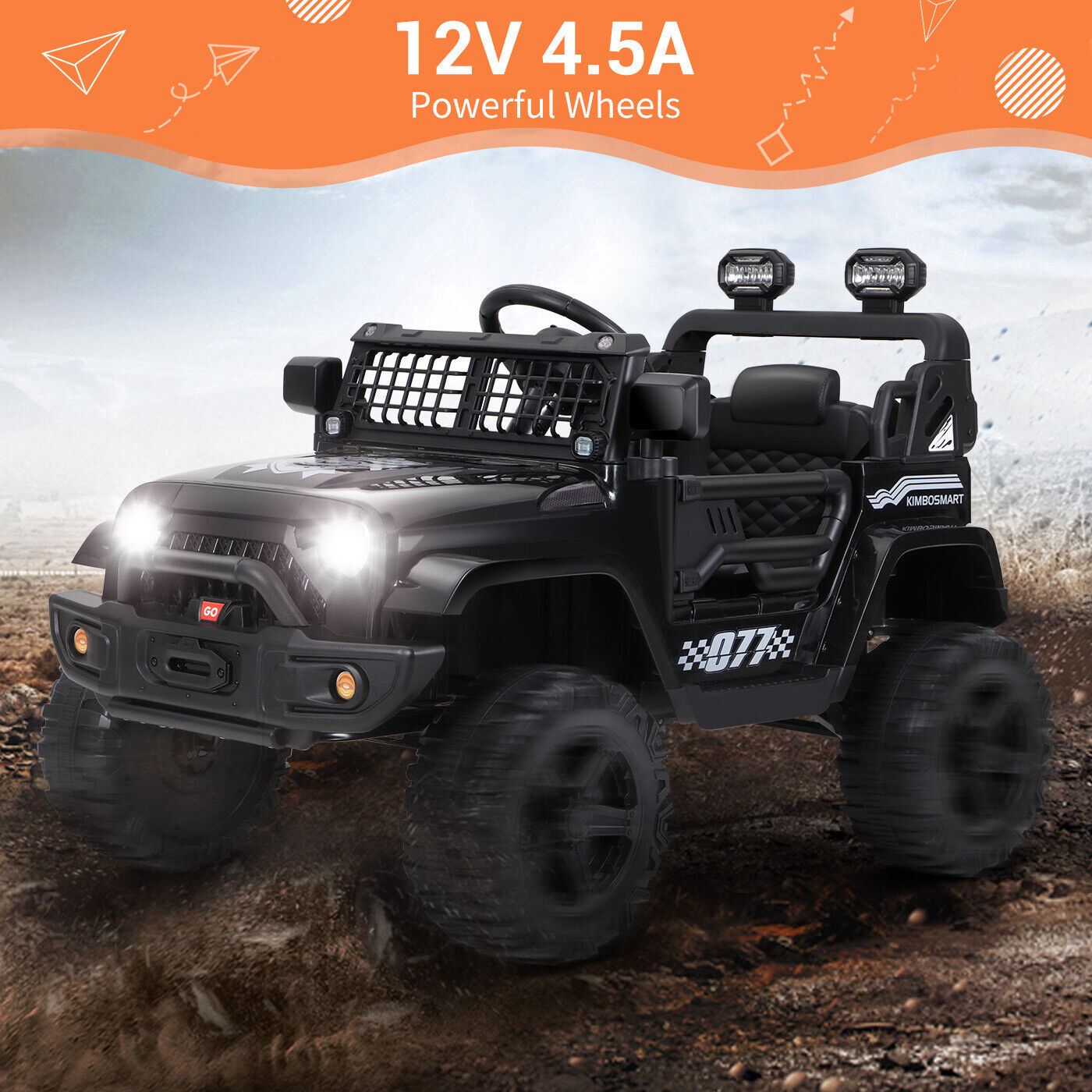 Kimbosmart 12V Electric Kids Ride On Truck Car with Remote Control and MP3 Bluetooth Integration