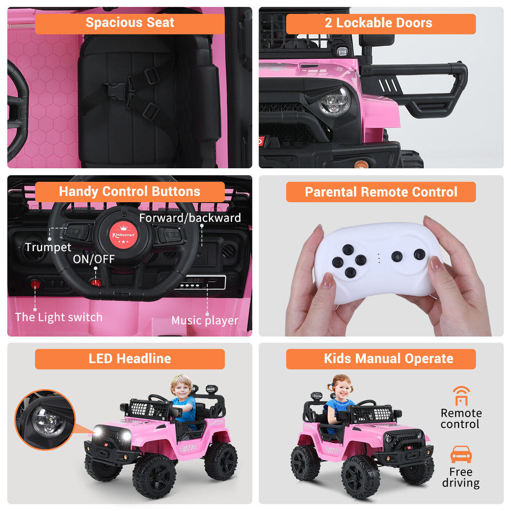 Kimbosmart 12V Kids Ride On Truck with Remote Control and Bluetooth Connectivity