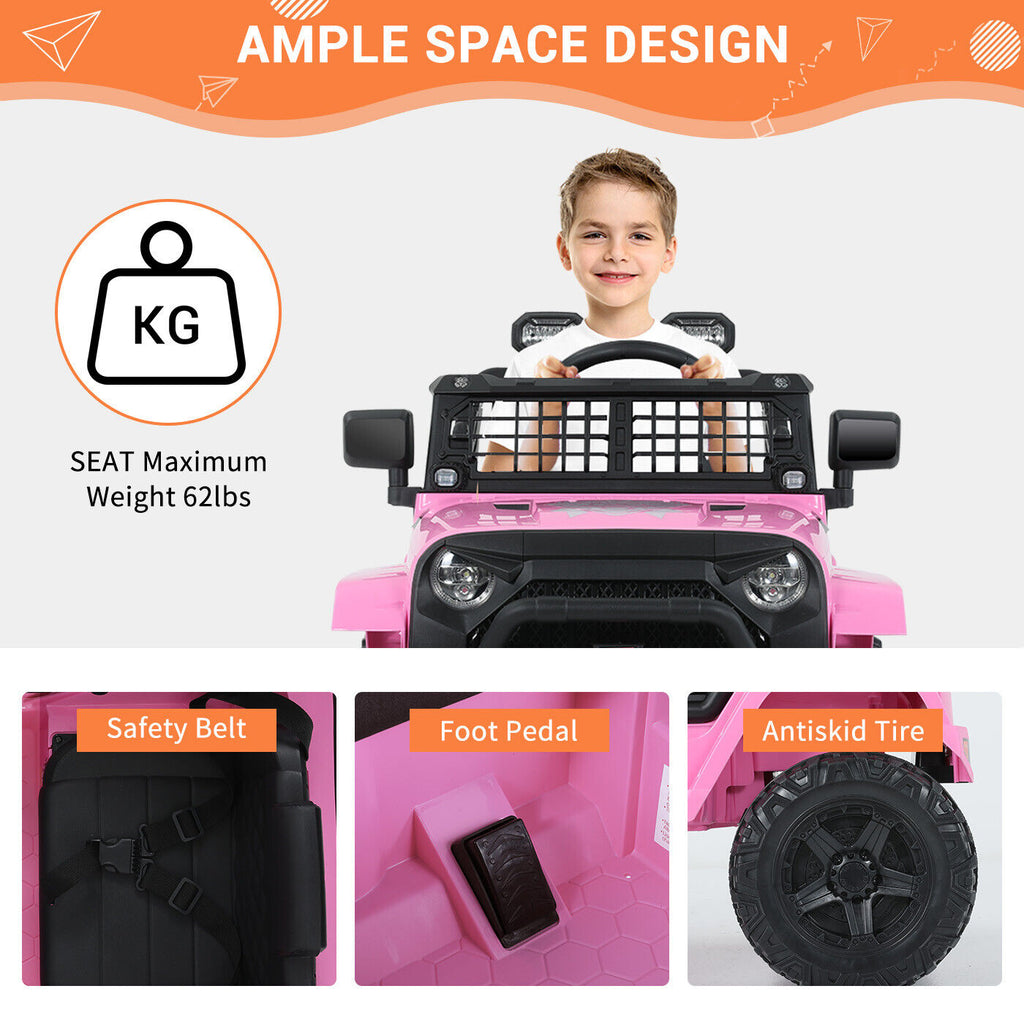 Kimbosmart 12V Kids Ride On Truck with Remote Control and Bluetooth Connectivity