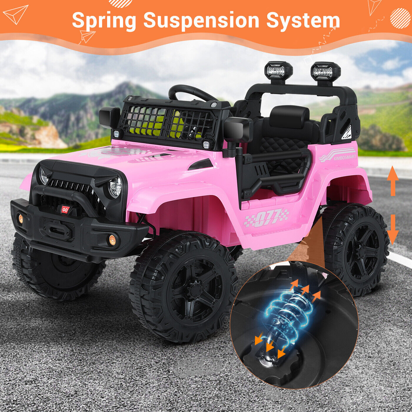 Kimbosmart 12V Kids Ride On Truck with Remote Control and Bluetooth Connectivity