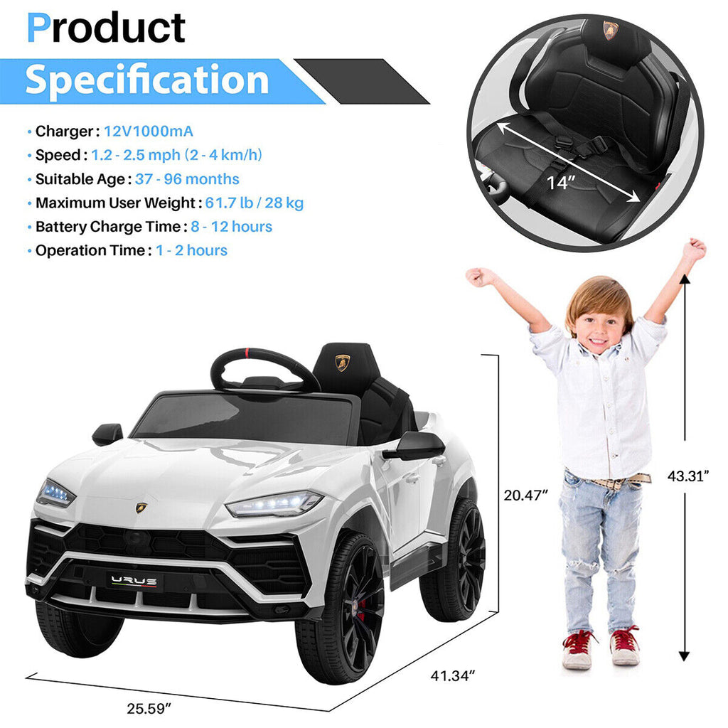 Kimbosmart 12V Licensed Lamborghini Urus Kids Ride On Car with Remote Control - A Thrilling Toy for Young Drivers