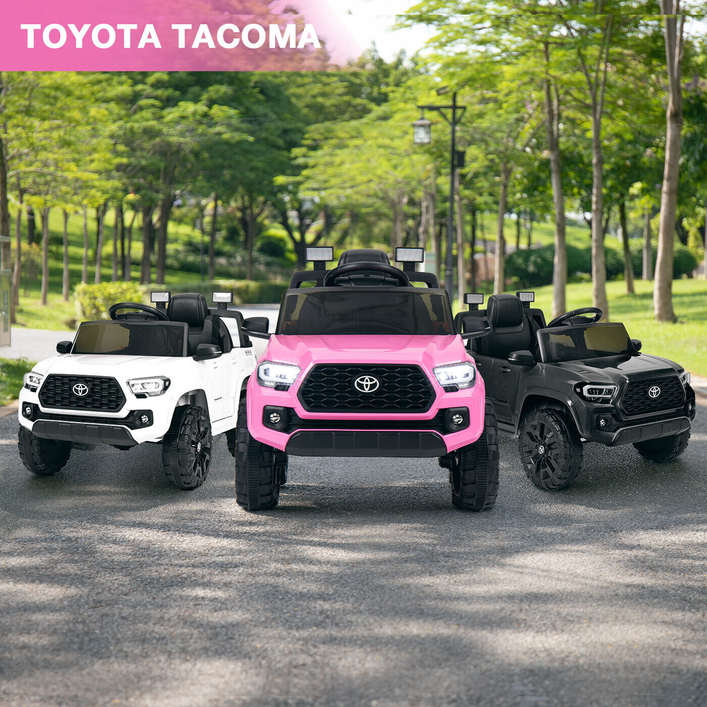 Kimbosmart 12V Licensed Toyota Tacoma Kids Ride-On Car with Charging Reminder Feature