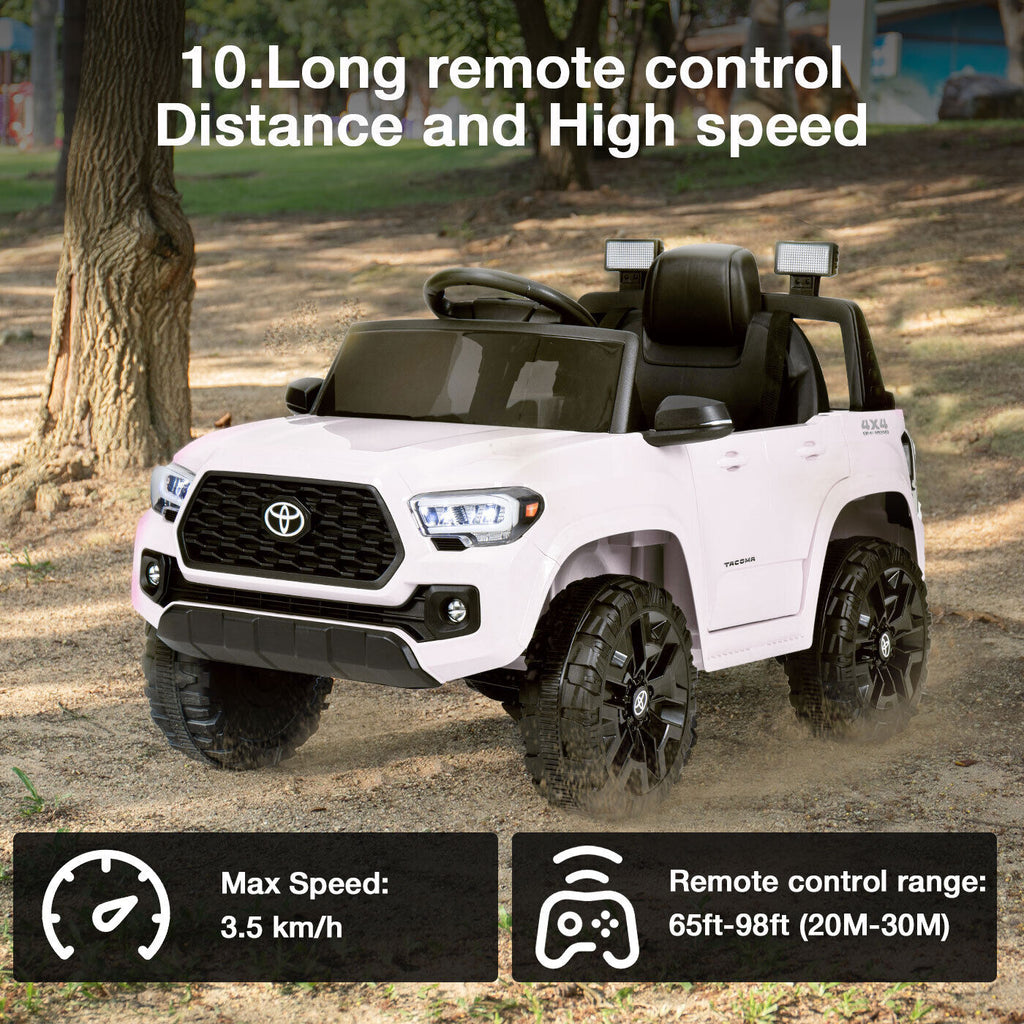 Kimbosmart 12V Licensed Toyota Tacoma Kids Ride-On Car with Charging Reminder Feature