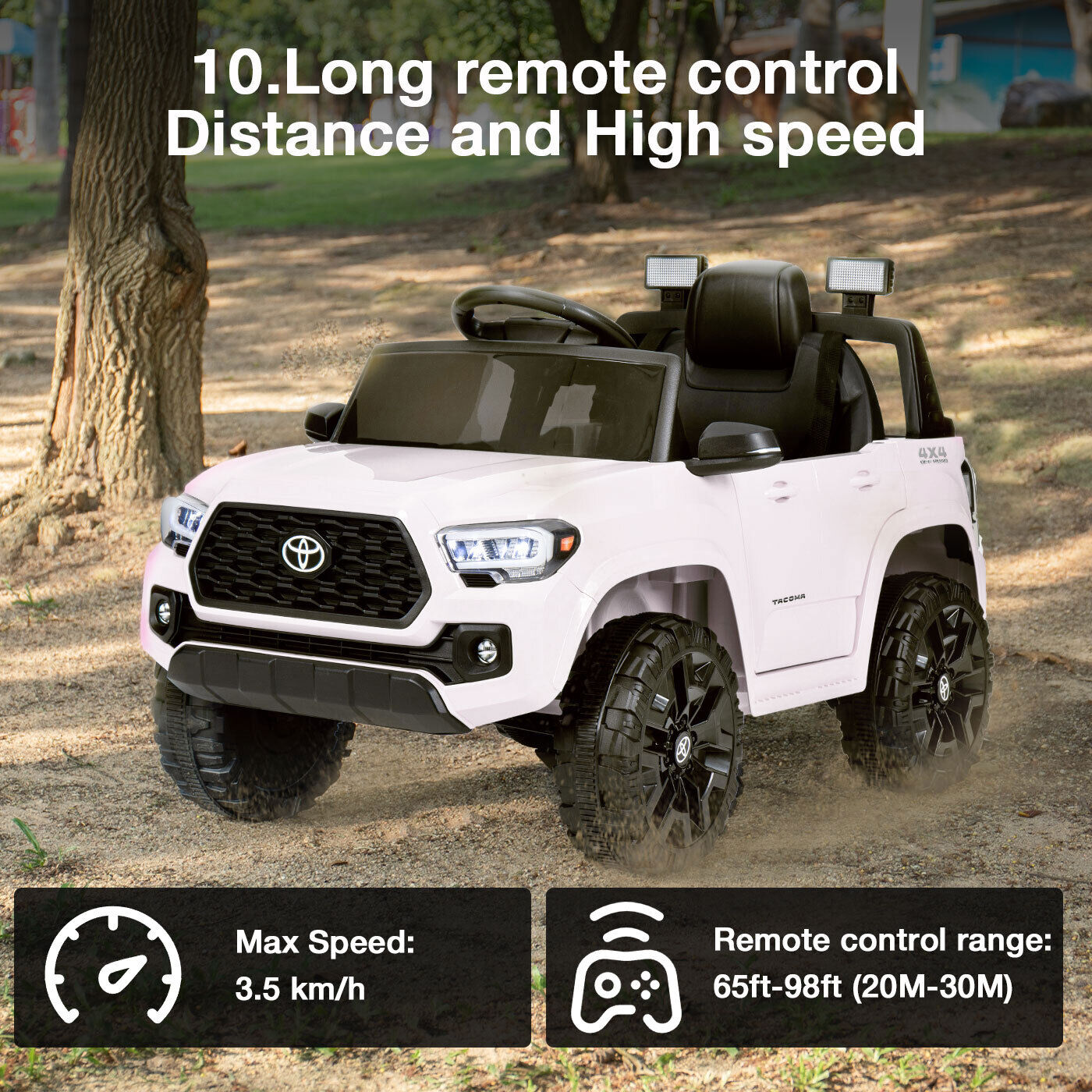 Kimbosmart 12V Licensed Toyota Tacoma Kids Ride-On Car with Charging Reminder Feature