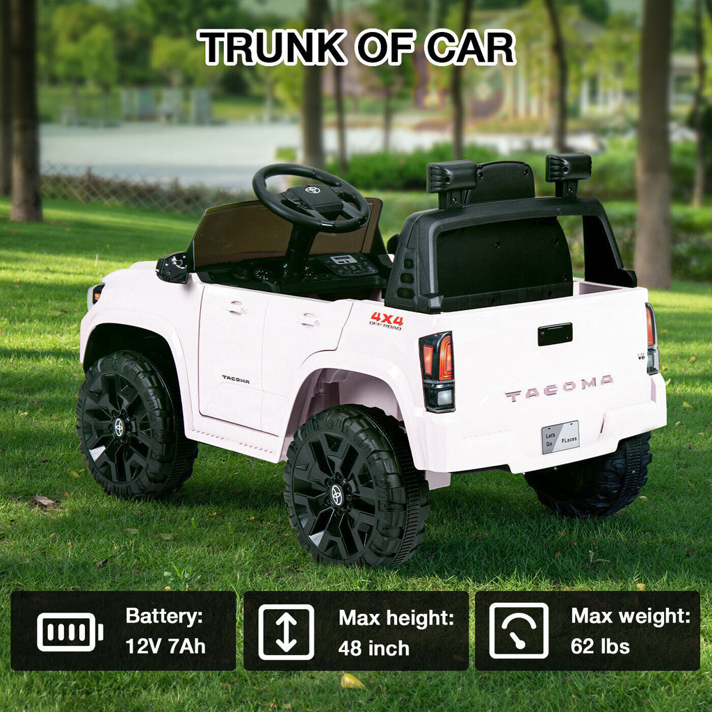 Kimbosmart 12V Licensed Toyota Tacoma Kids Ride-On Car with Charging Reminder Feature