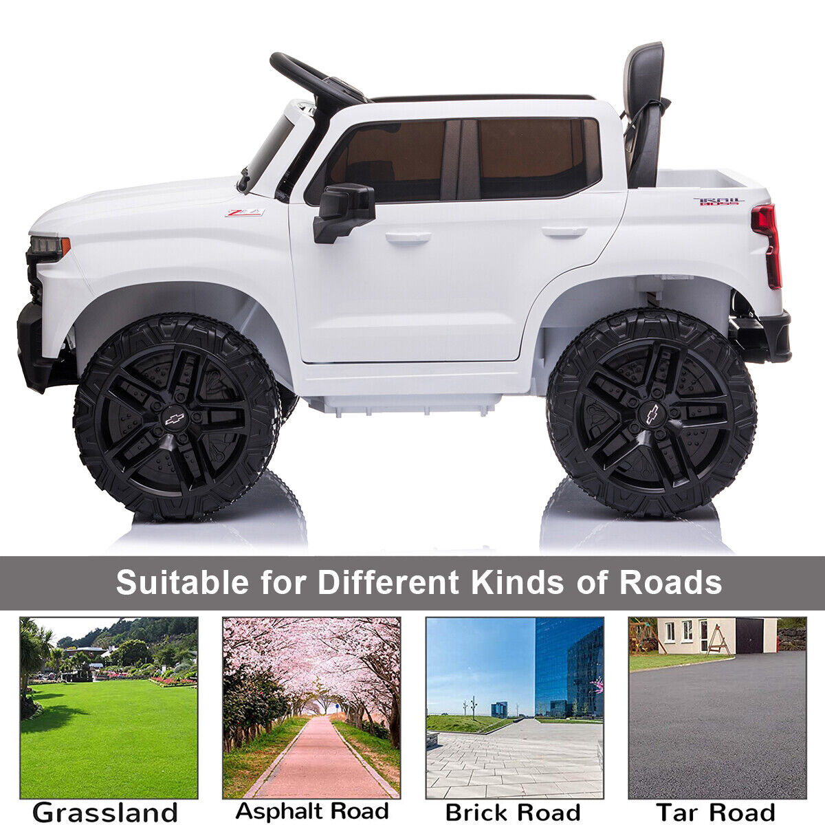 Kimbosmart Kids 12V Chevrolet Silverado Truck Ride-On with Remote Control