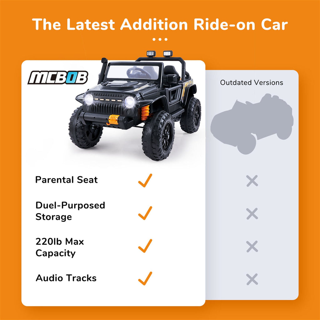 12V Electric Parent-Child Truck Ride-On Toy with Remote Control and LED Lights - 3 Speed Options