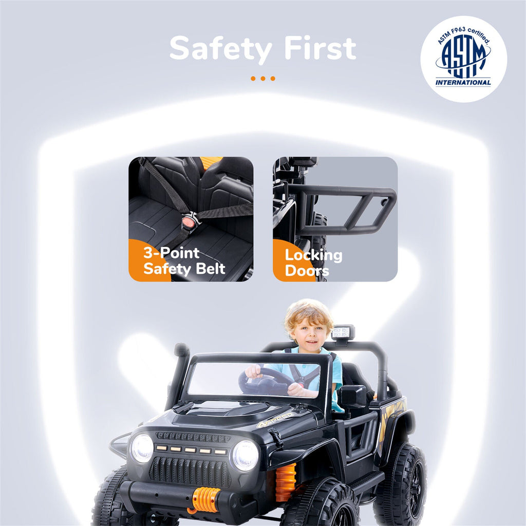 KLOKICK 12V Ride On Truck with MP3 Player and Remote Control for Parent-Child Bonding, Featuring LED Lights and 2-Seater Design