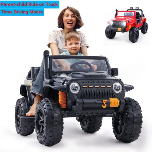KLOKICK Parent-Child Electric Jeep Ride On Car with Remote Control and LED Lights - 3 Speed Options