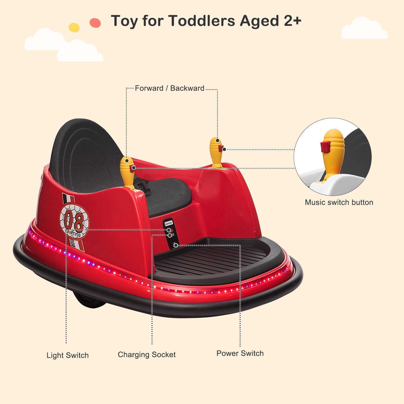 LEADZM 6V 7A.h Red Bumper Car - Exciting Ride for Kids!
