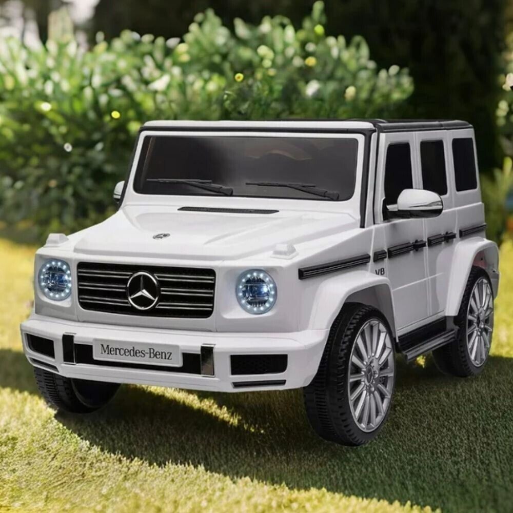 Licensed Mercedes-Benz G500 4WD Battery Powered Ride-On Car for Kids - White
