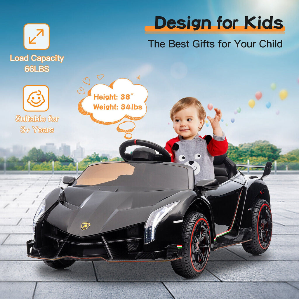 Licensed 12V Lamborghini 2-Seater Kids Ride On Car - Black