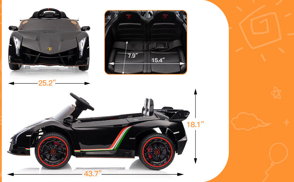 Licensed Lamborghini Style 12V Electric Ride-On Car for Kids with Remote Control