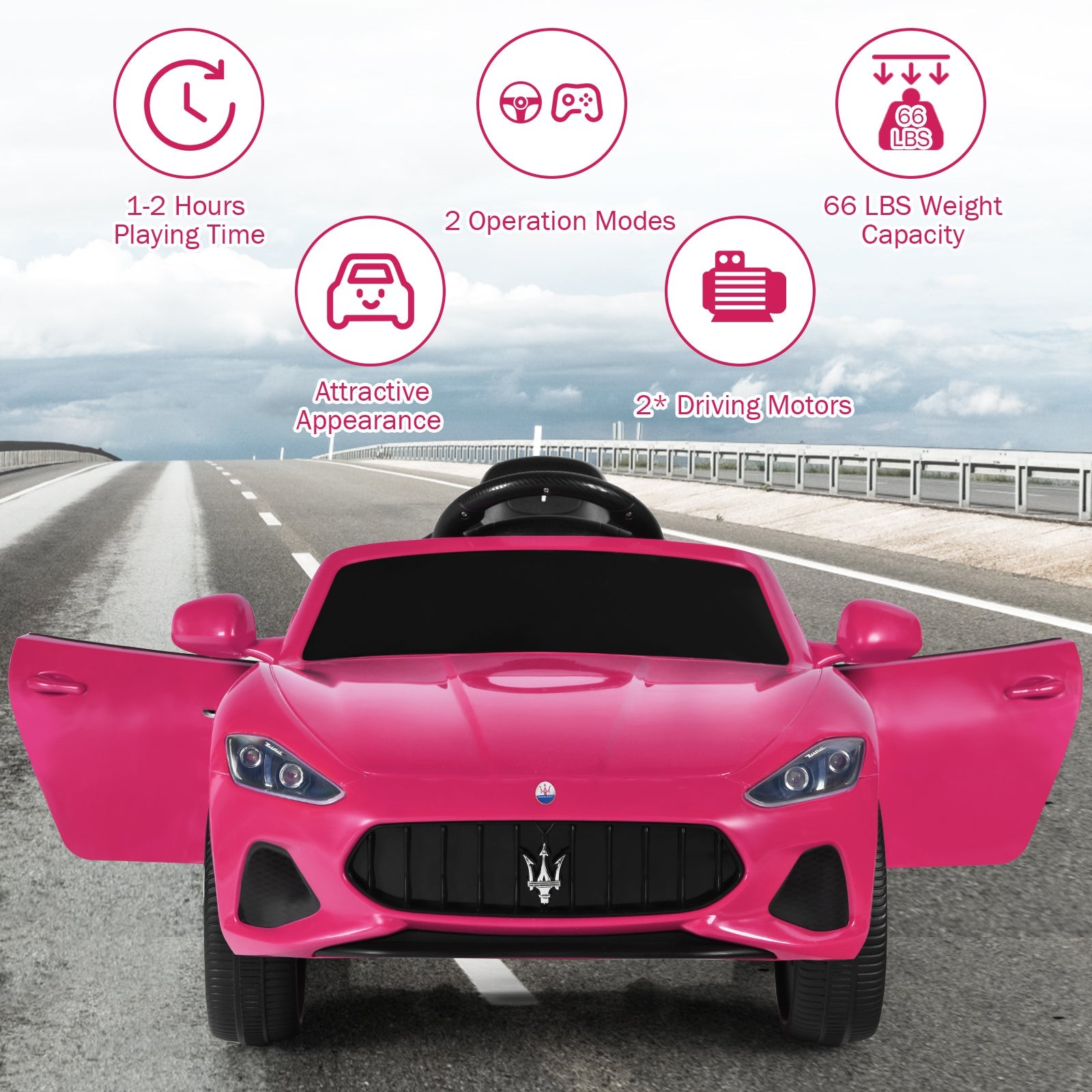 Licensed 12V Maserati GranCabrio Kids Ride On Car with Remote Control and Lights