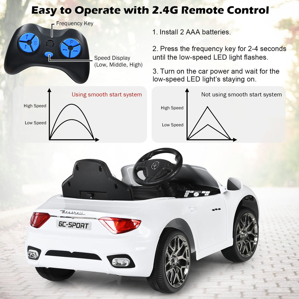 Licensed 12V Maserati GranCabrio Kids Ride On Car with Remote Control and Lights