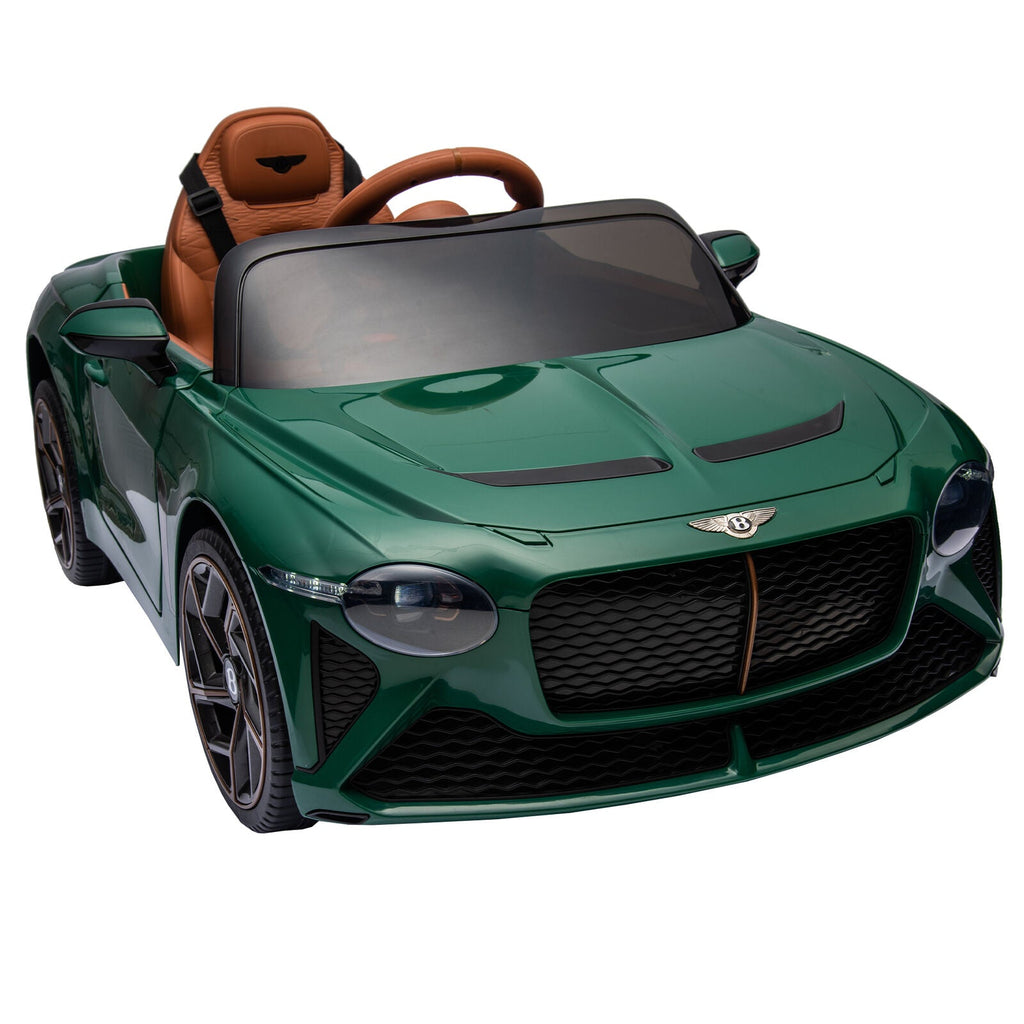 Licensed 2.4G Electric 12V Kids Ride On Car with 3 Speeds - Bentley Green