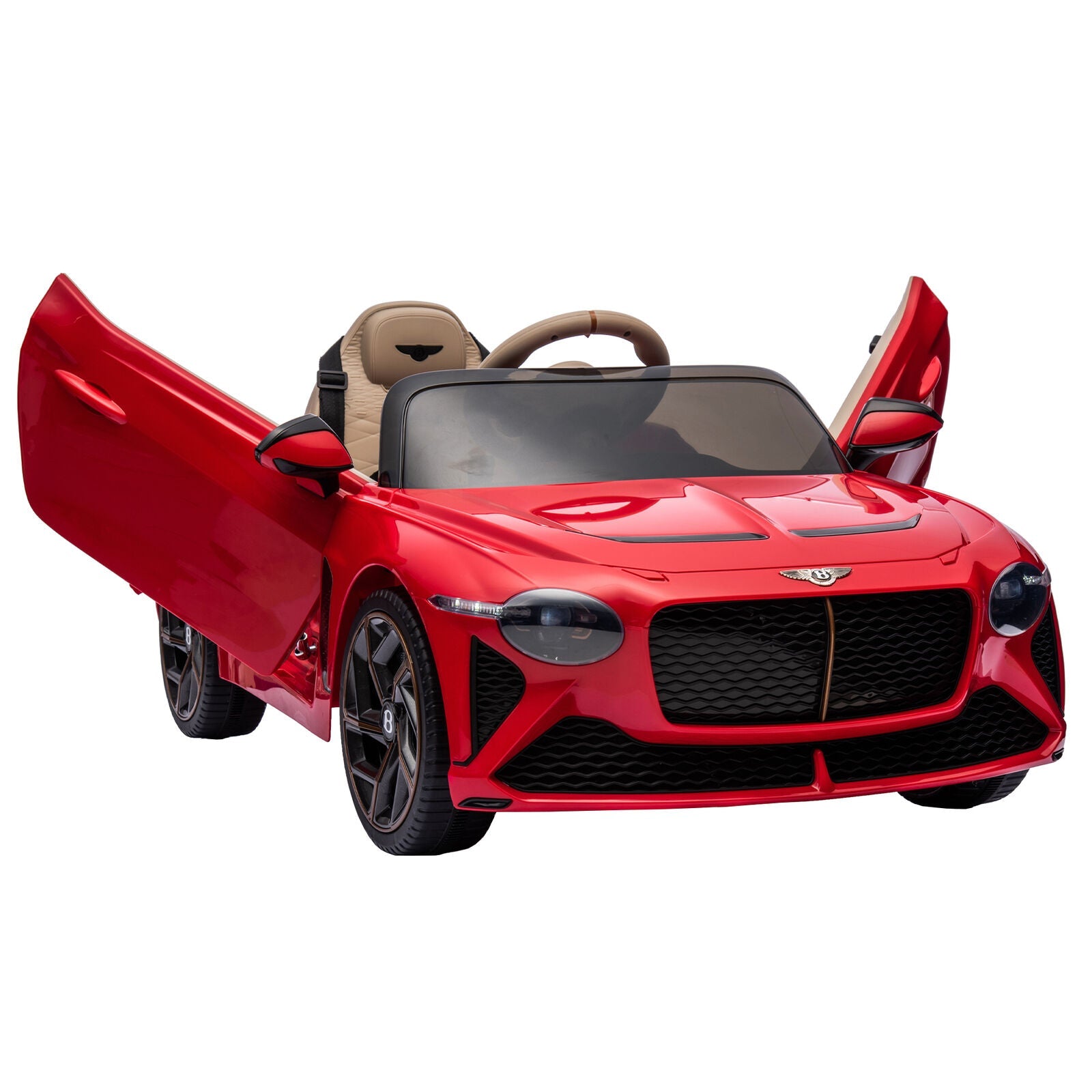 Licensed 2.4G Kids Ride On Car with 3 Speeds - Electric 12V Bentley Red