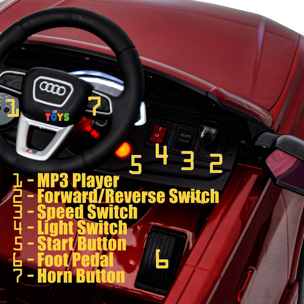 Licensed Audi 12V Electric Ride-On Car for Kids with Remote Control and MP3 Player - Available in Multiple Colors