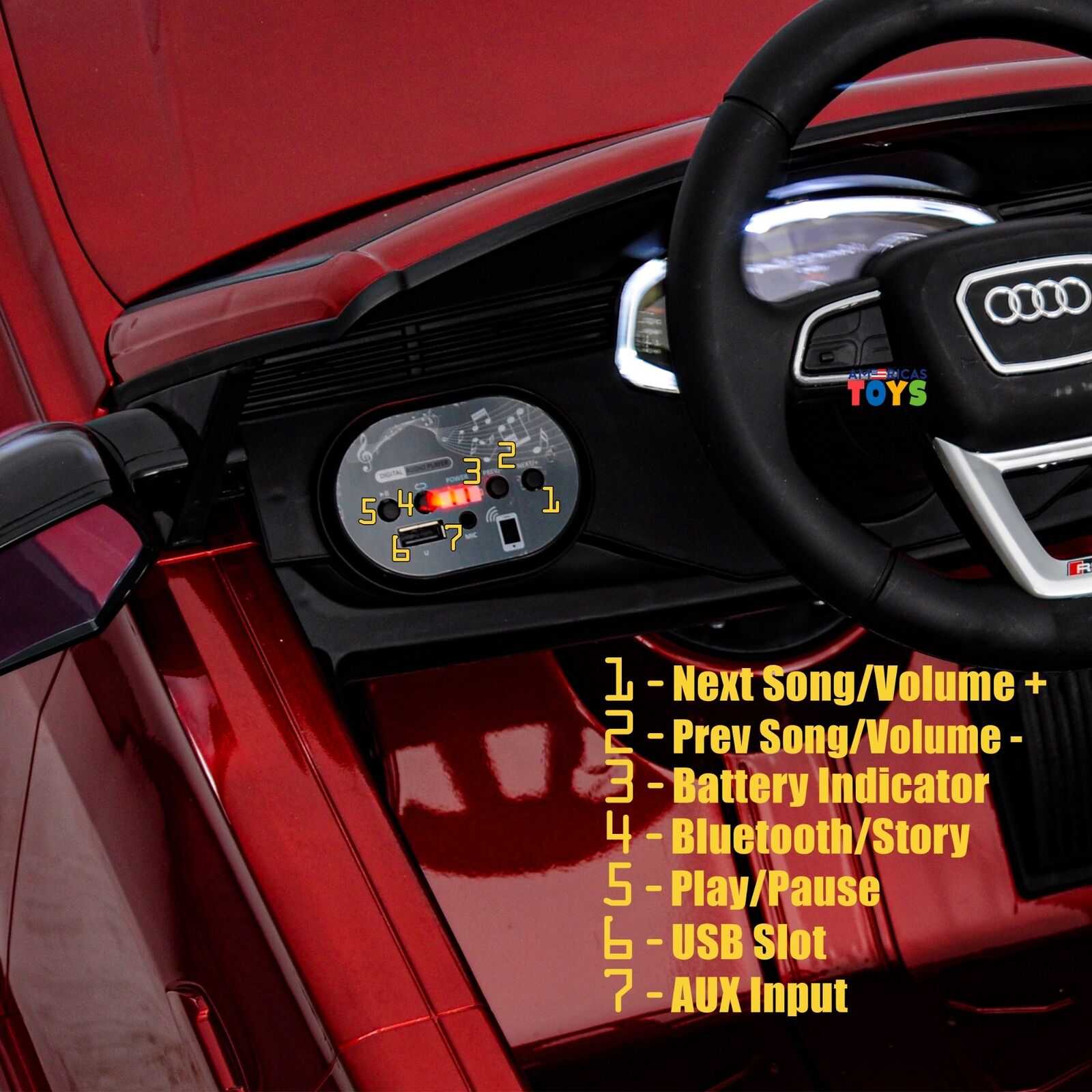 Licensed Audi 12V Electric Ride-On Car for Kids with Remote Control and MP3 Player - Available in Multiple Colors