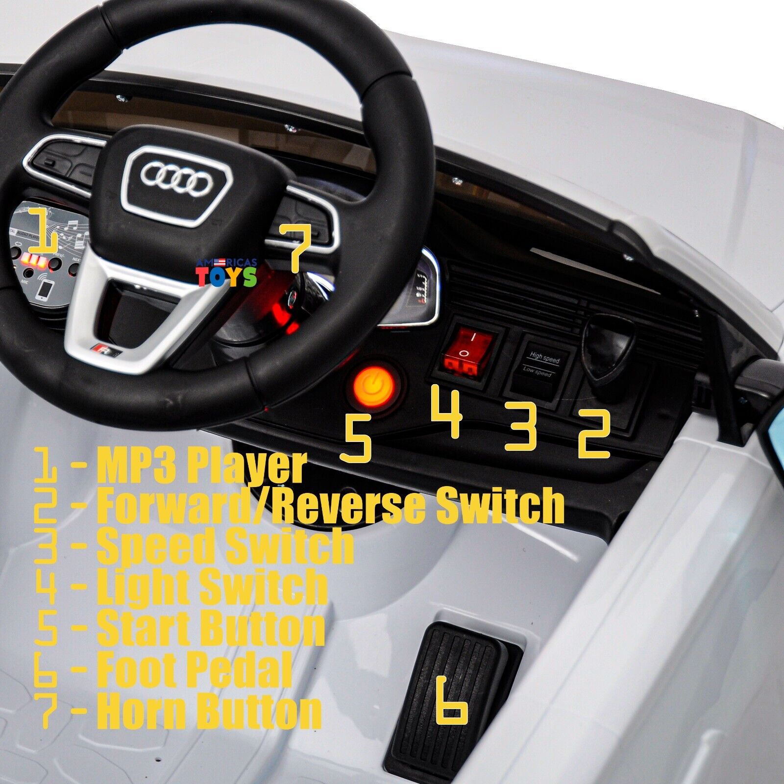 Licensed Audi 12V Electric Ride-On Car for Kids with Remote Control and MP3 Player - Available in Multiple Colors