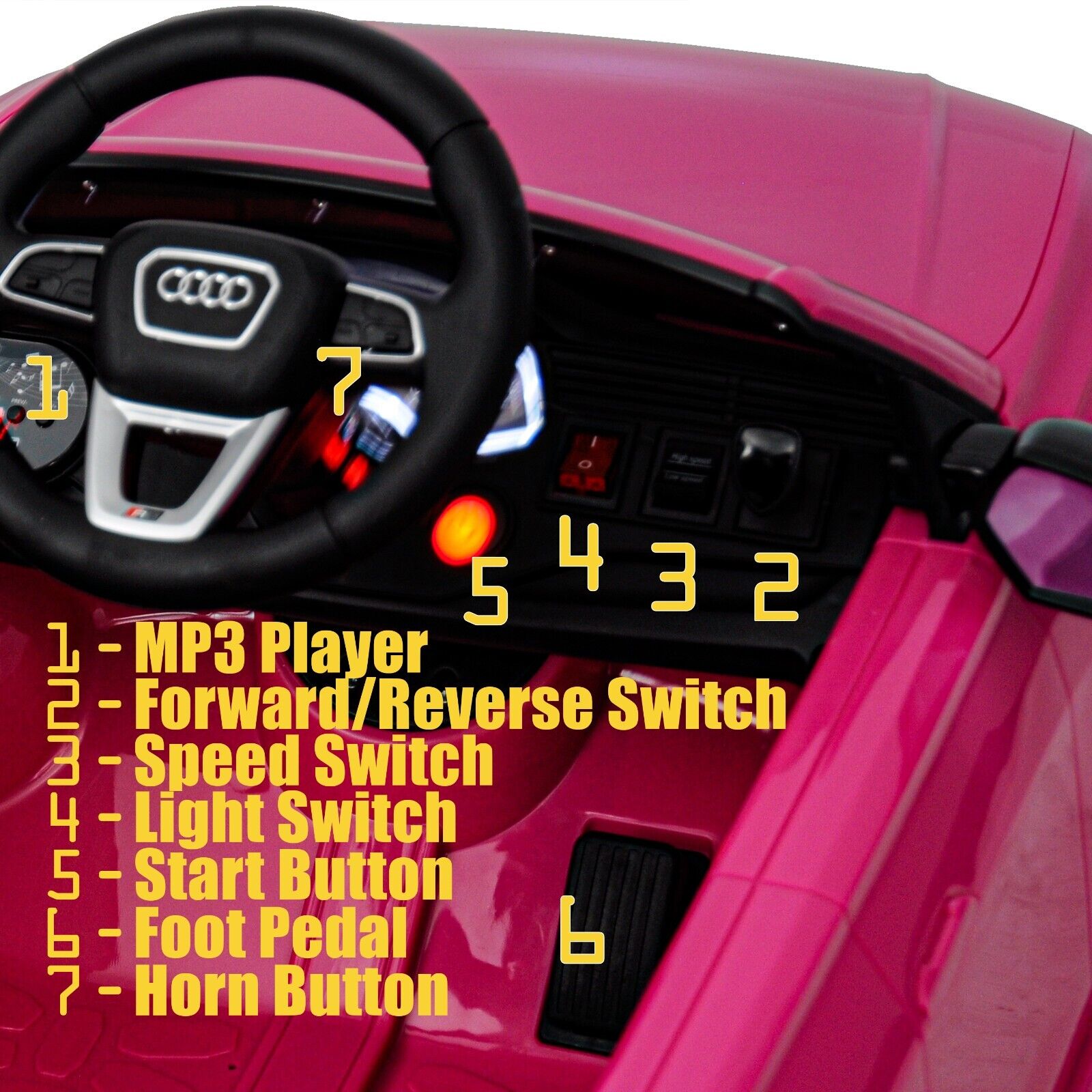 Licensed Audi 12V Electric Ride-On Car for Kids with Remote Control and MP3 Player - Available in Multiple Colors
