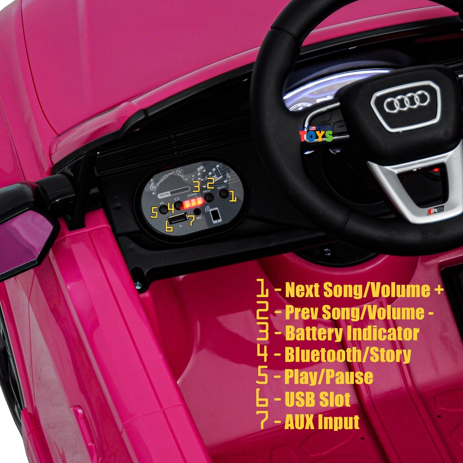 Licensed Audi 12V Electric Ride-On Car for Kids with Remote Control and MP3 Player - Available in Multiple Colors