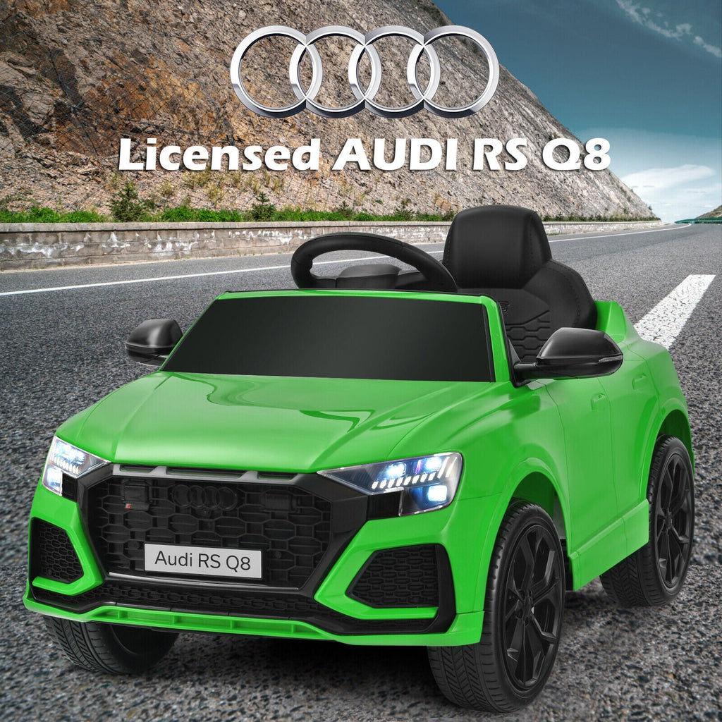 Licensed Audi RS Q8 12V Ride-On Car for Kids with Lights, Music, and Remote Control in Green