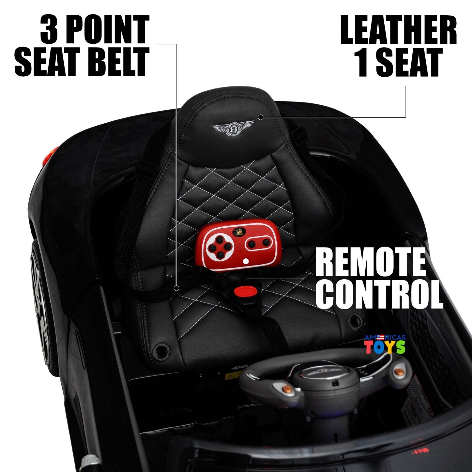 Licensed Bentley 12V Ride On Car with Radio, Remote Control, MP3 Player - Available in Multiple Colors for Kids