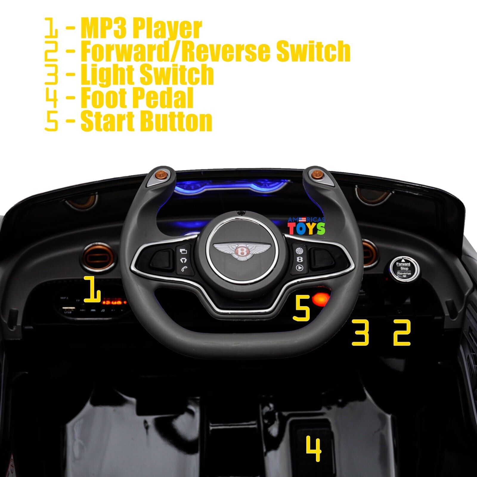 Licensed Bentley 12V Ride On Car with Radio, Remote Control, MP3 Player - Available in Multiple Colors for Kids