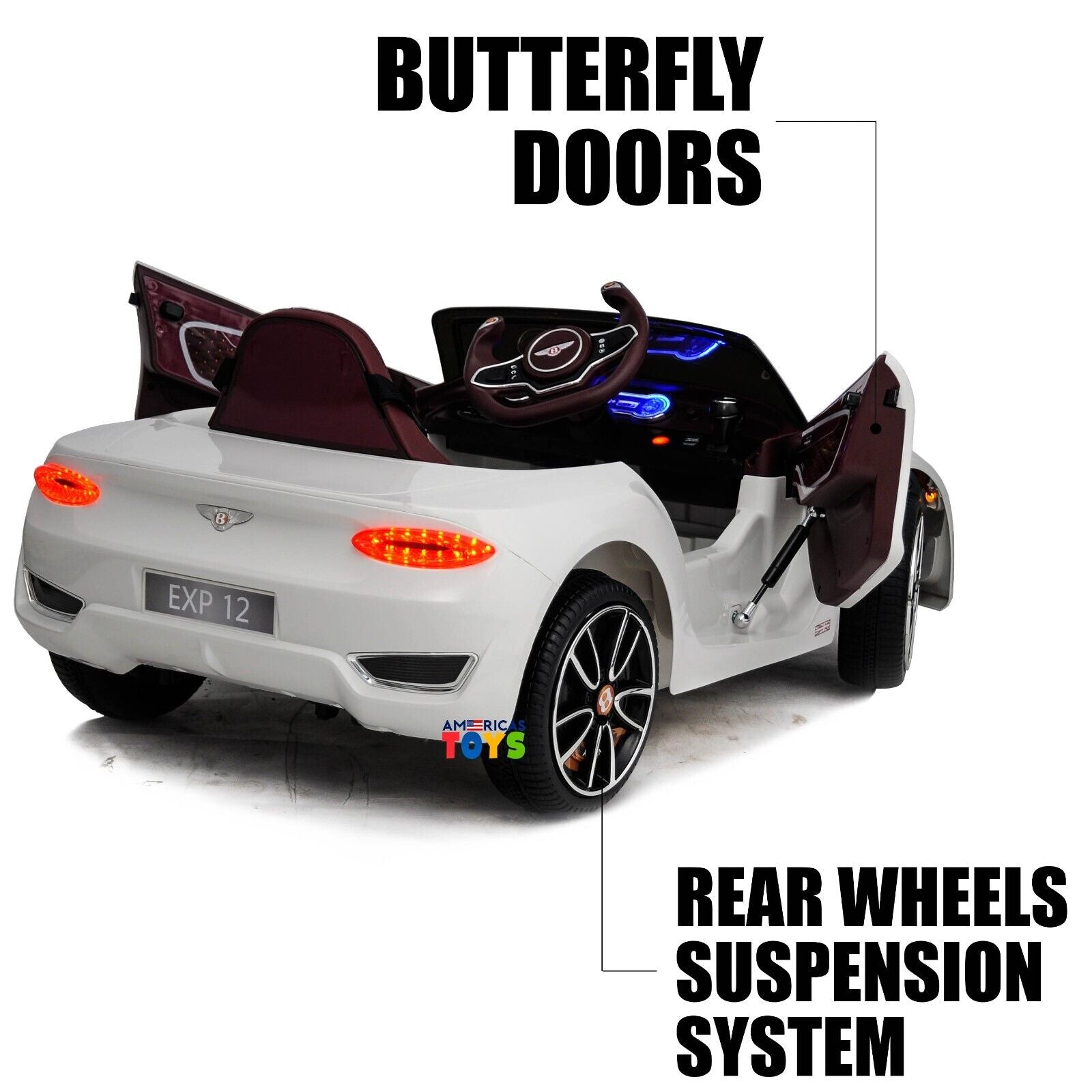 Licensed Bentley 12V Ride On Car with Radio, Remote Control, MP3 Player - Available in Multiple Colors for Kids